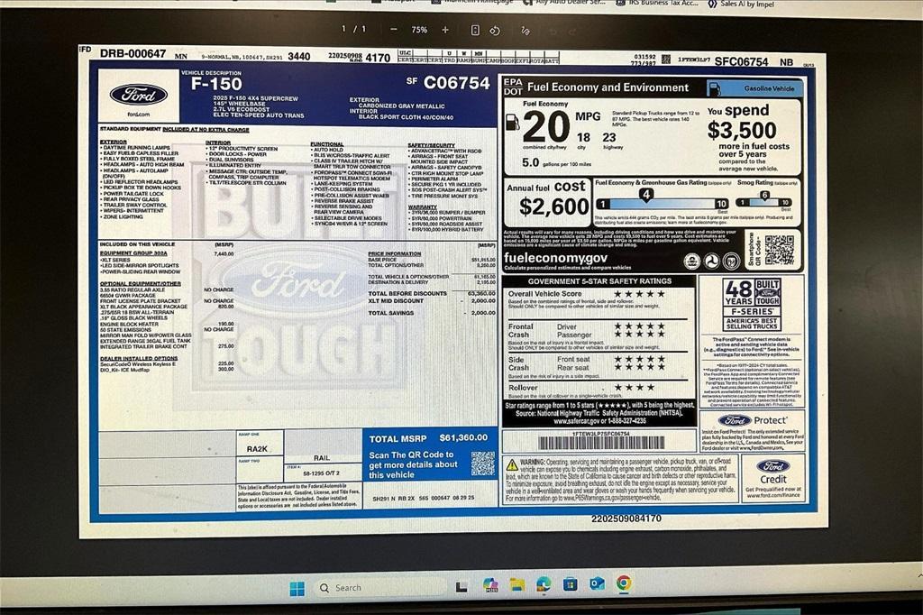 new 2025 Ford F-150 car, priced at $51,087
