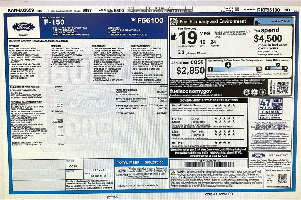 new 2024 Ford F-150 car, priced at $53,329