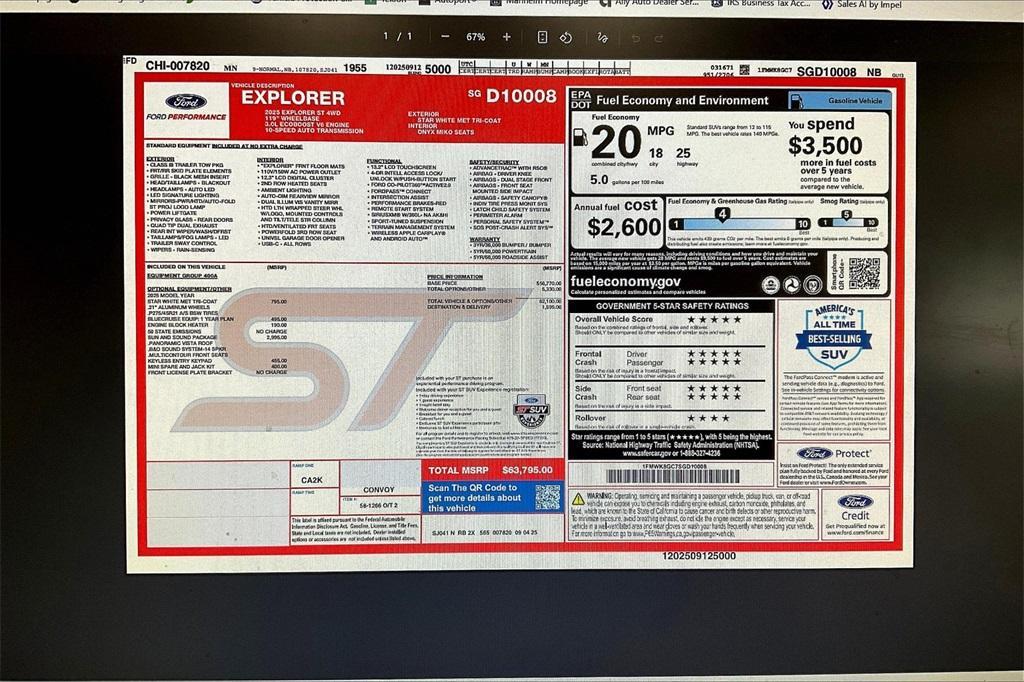 new 2025 Ford Explorer car, priced at $57,168