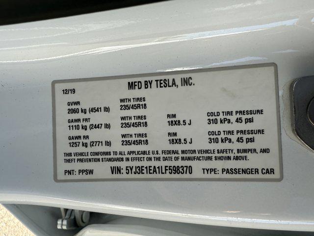 used 2020 Tesla Model 3 car, priced at $21,495