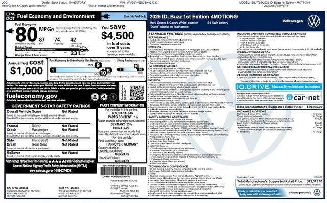 new 2025 Volkswagen ID. Buzz car, priced at $69,968