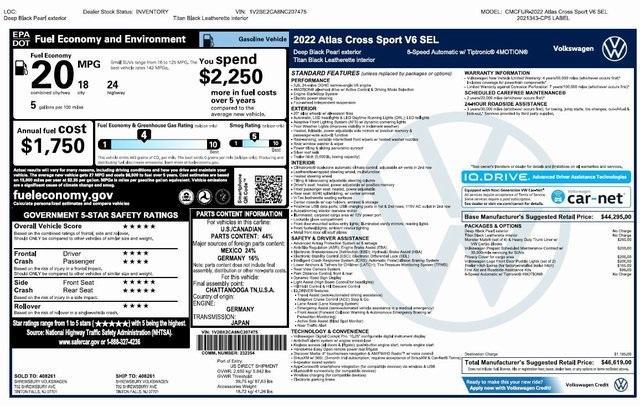 used 2022 Volkswagen Atlas Cross Sport car, priced at $29,750