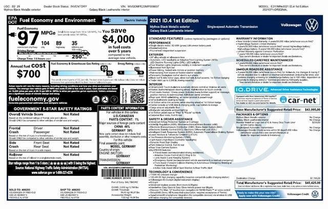 used 2021 Volkswagen ID.4 car, priced at $18,650