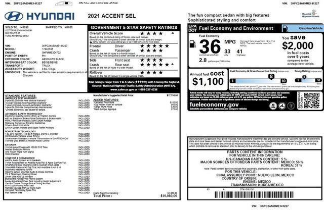 used 2021 Hyundai Accent car, priced at $12,475
