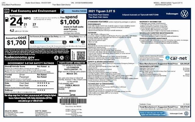 used 2021 Volkswagen Tiguan car, priced at $14,995