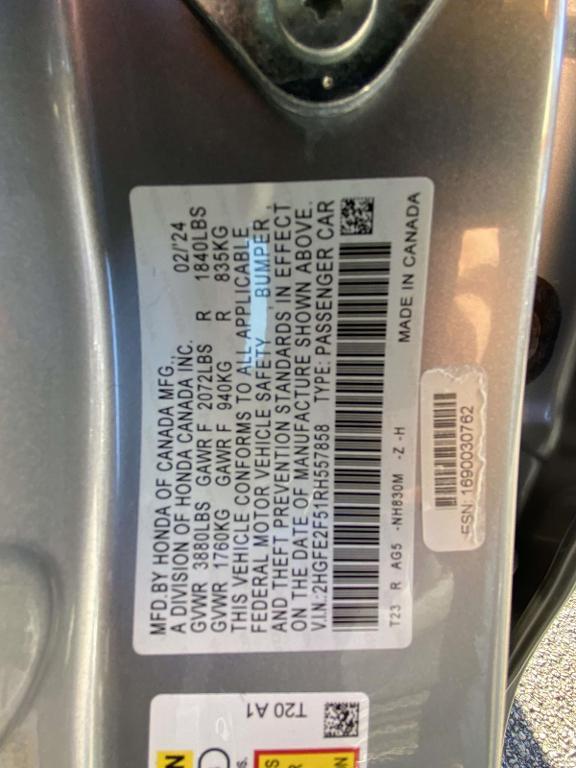 used 2024 Honda Civic car, priced at $23,705