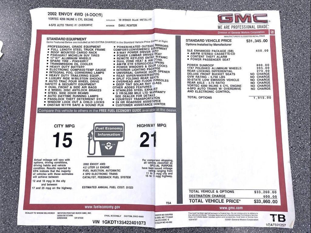 used 2002 GMC Envoy car, priced at $6,999