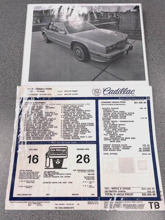 used 1991 Cadillac Eldorado car, priced at $7,999