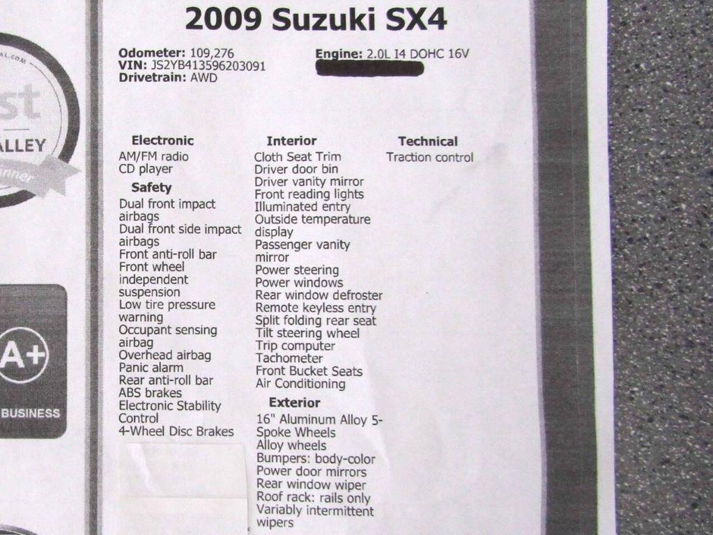 used 2009 Suzuki SX4 car