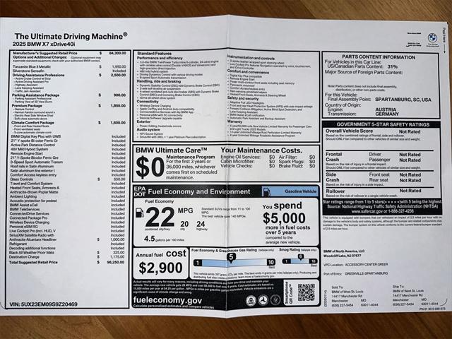 new 2025 BMW X7 car, priced at $96,250