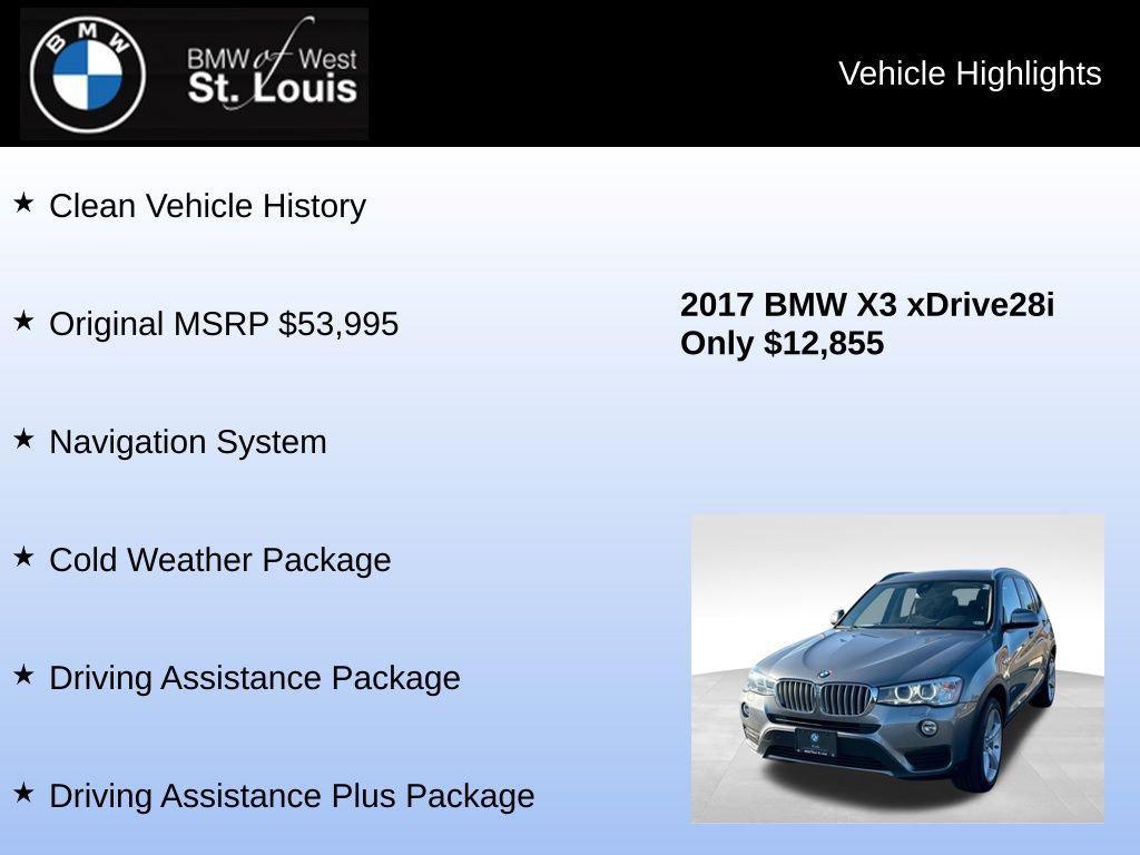 used 2017 BMW X3 car, priced at $12,855