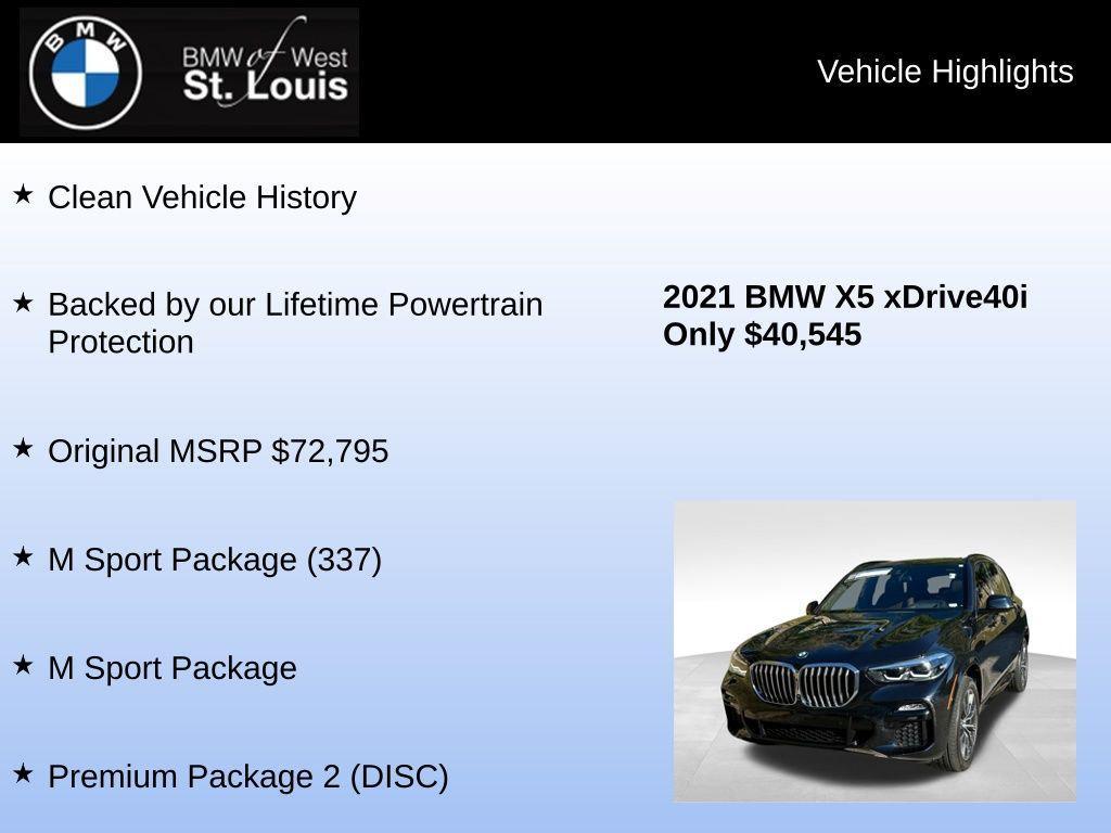 used 2021 BMW X5 car, priced at $40,545