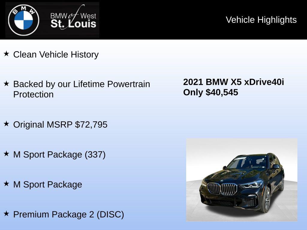 used 2021 BMW X5 car, priced at $40,545