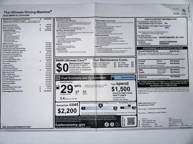 new 2025 BMW X3 car, priced at $56,460