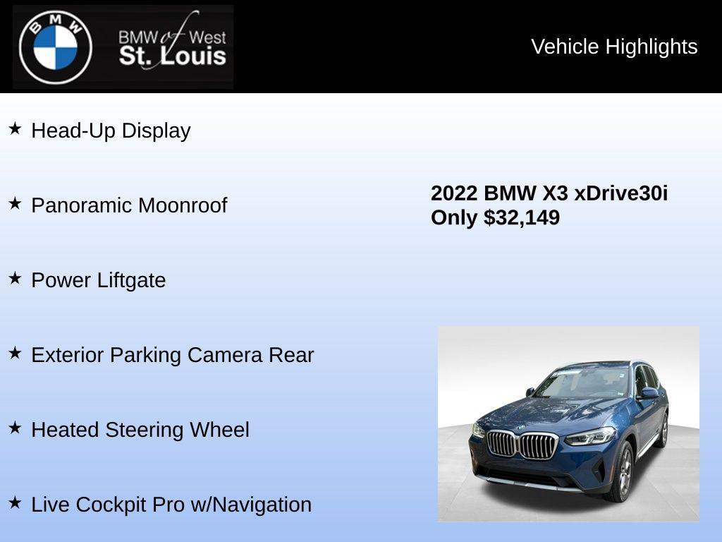 used 2022 BMW X3 car, priced at $29,959