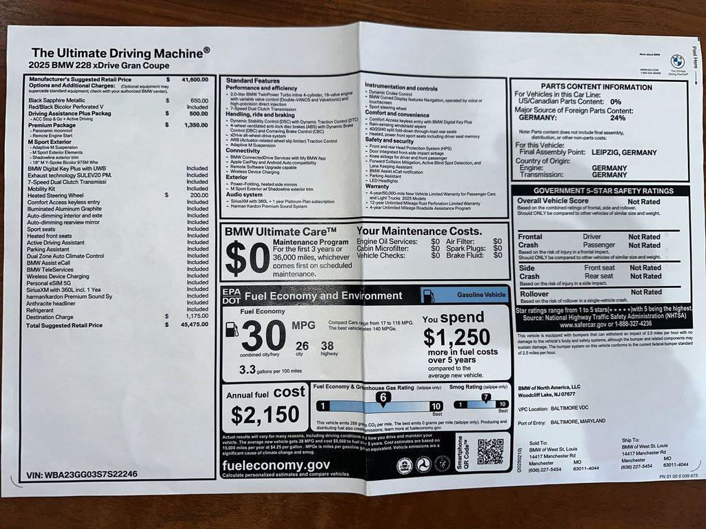 used 2025 BMW 228 Gran Coupe car, priced at $39,959