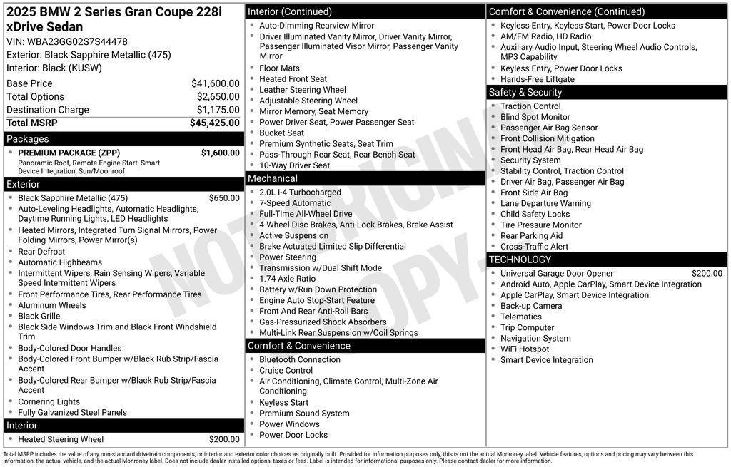 used 2025 BMW 228 Gran Coupe car, priced at $38,989