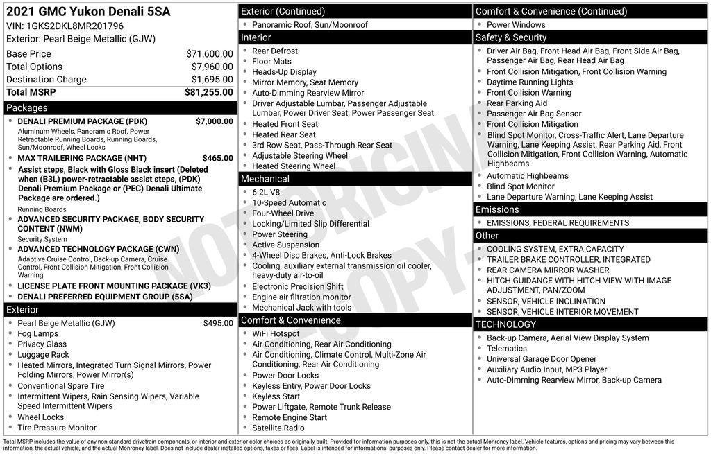 used 2021 GMC Yukon car, priced at $45,445