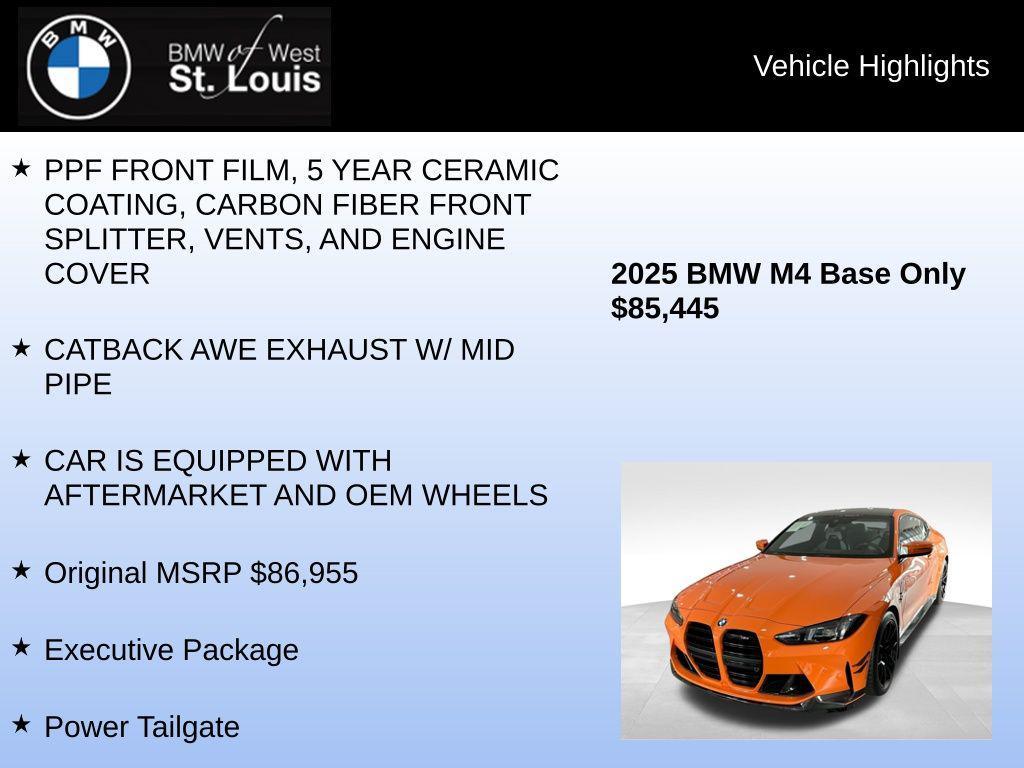 used 2025 BMW M4 car, priced at $85,445