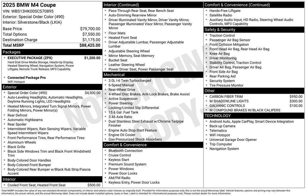 used 2025 BMW M4 car, priced at $85,445