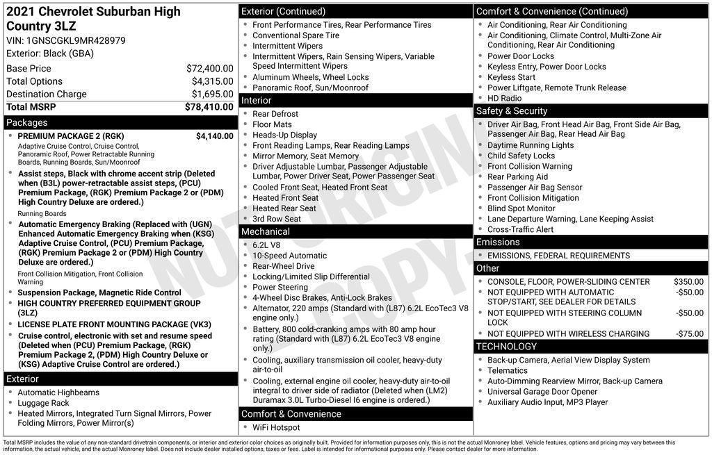 used 2021 Chevrolet Suburban car, priced at $43,874