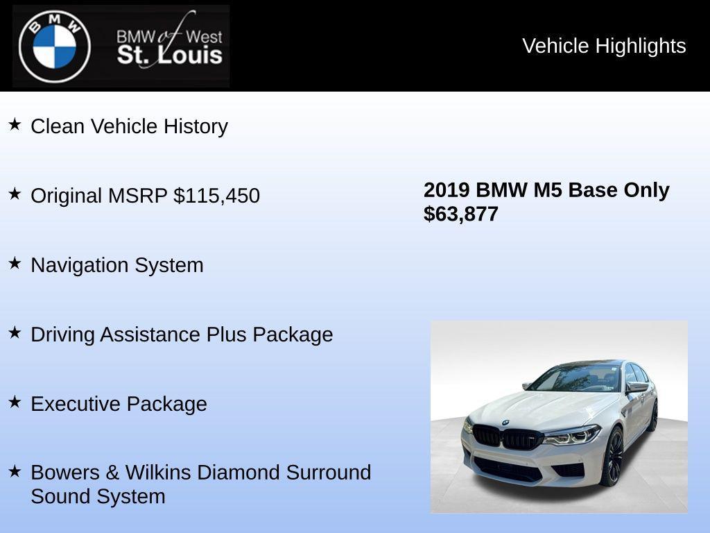 used 2019 BMW M5 car, priced at $63,877