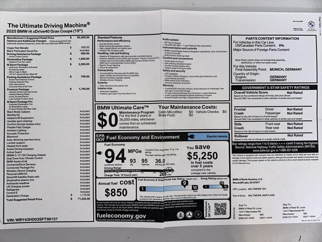 new 2025 BMW i4 Gran Coupe car, priced at $71,225