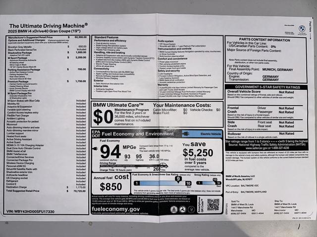 new 2025 BMW i4 Gran Coupe car, priced at $70,925