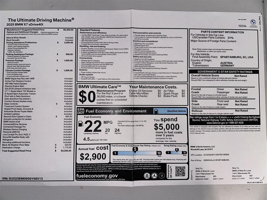 used 2025 BMW X7 car, priced at $76,776