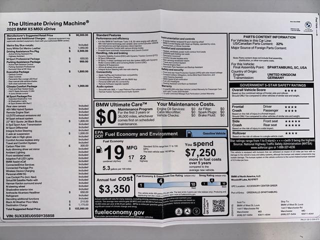 new 2025 BMW X5 car, priced at $103,990