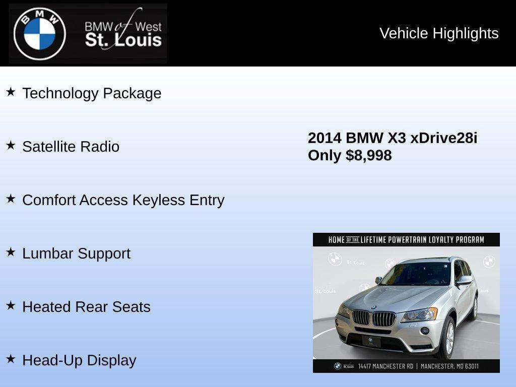 used 2014 BMW X3 car, priced at $8,998