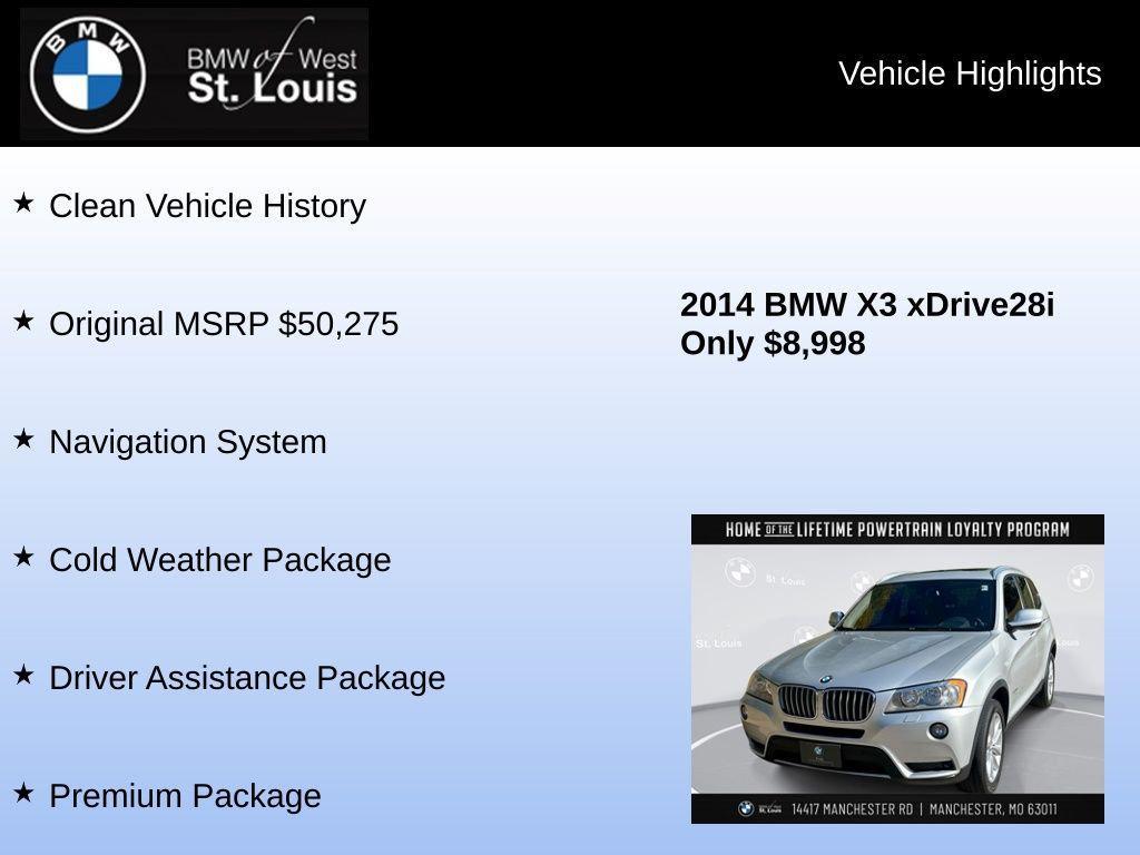 used 2014 BMW X3 car, priced at $8,998