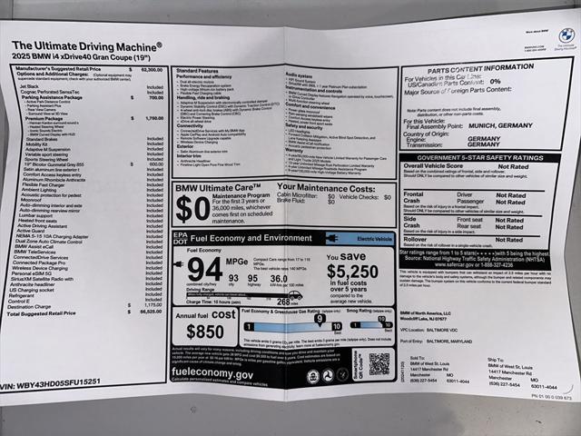 new 2025 BMW i4 Gran Coupe car, priced at $66,725