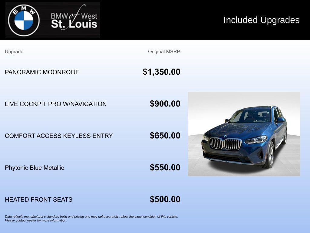 used 2022 BMW X3 car, priced at $29,959