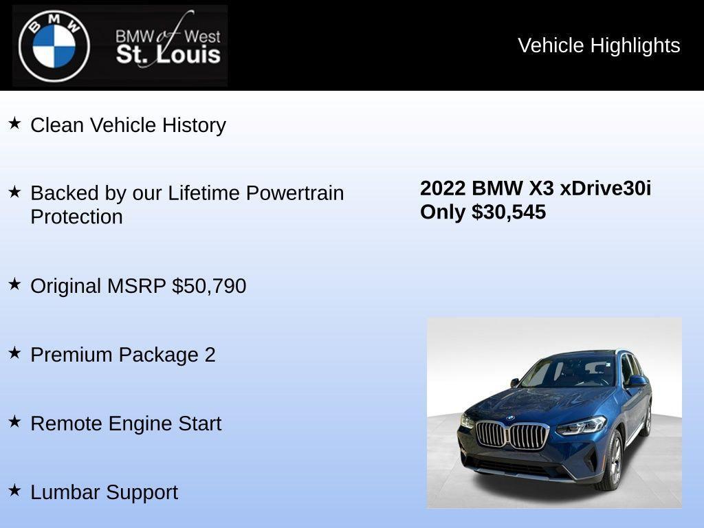 used 2022 BMW X3 car, priced at $30,545