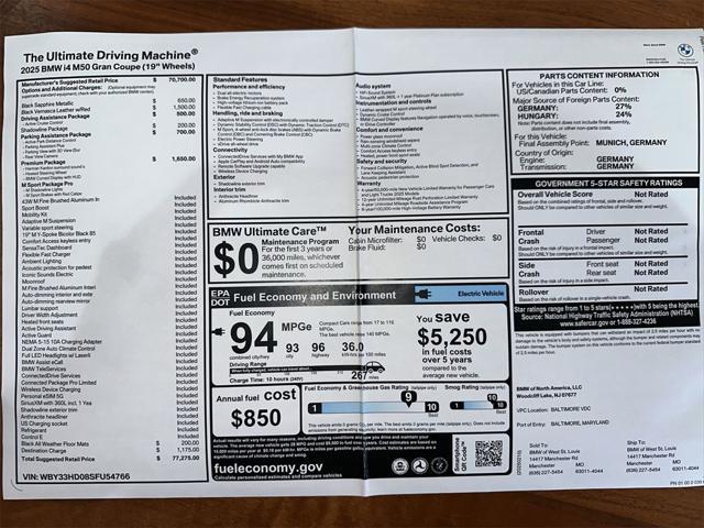 new 2025 BMW i4 Gran Coupe car, priced at $77,275