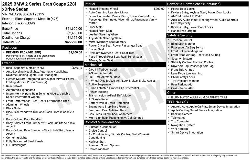 used 2025 BMW 228 Gran Coupe car, priced at $40,475