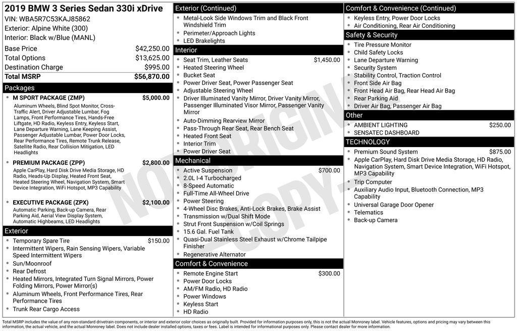 used 2019 BMW 330 car, priced at $23,316