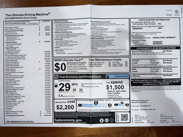 new 2025 BMW M440 car, priced at $73,910