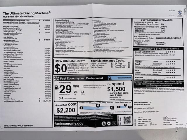 new 2025 BMW 330 car, priced at $52,975