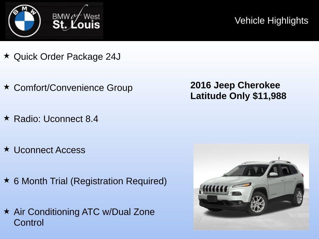 used 2016 Jeep Cherokee car, priced at $11,988
