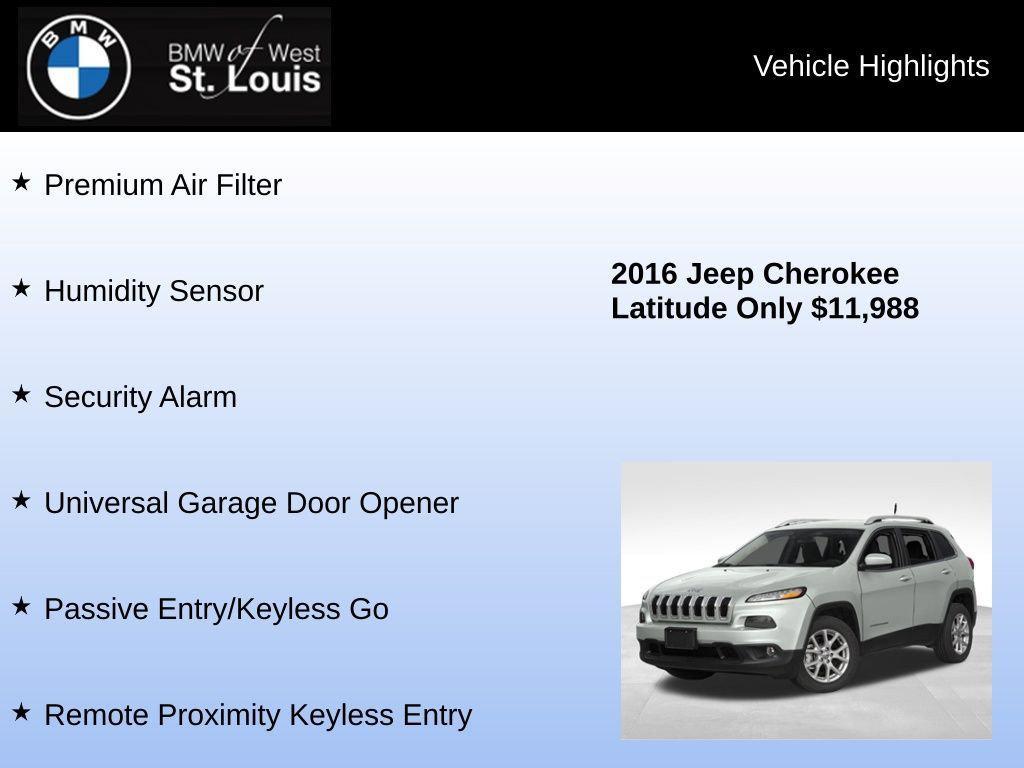 used 2016 Jeep Cherokee car, priced at $11,988
