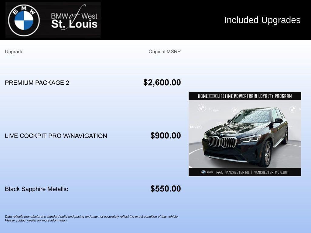 used 2022 BMW X3 car, priced at $34,455
