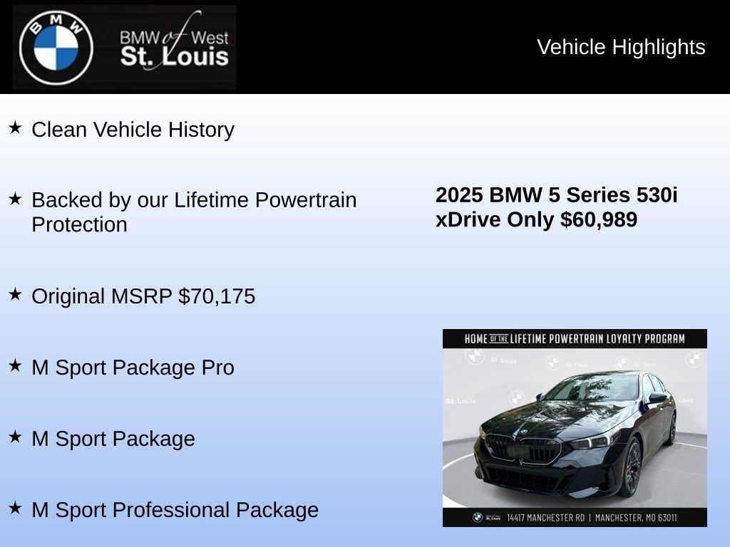 used 2025 BMW 530 car, priced at $60,989
