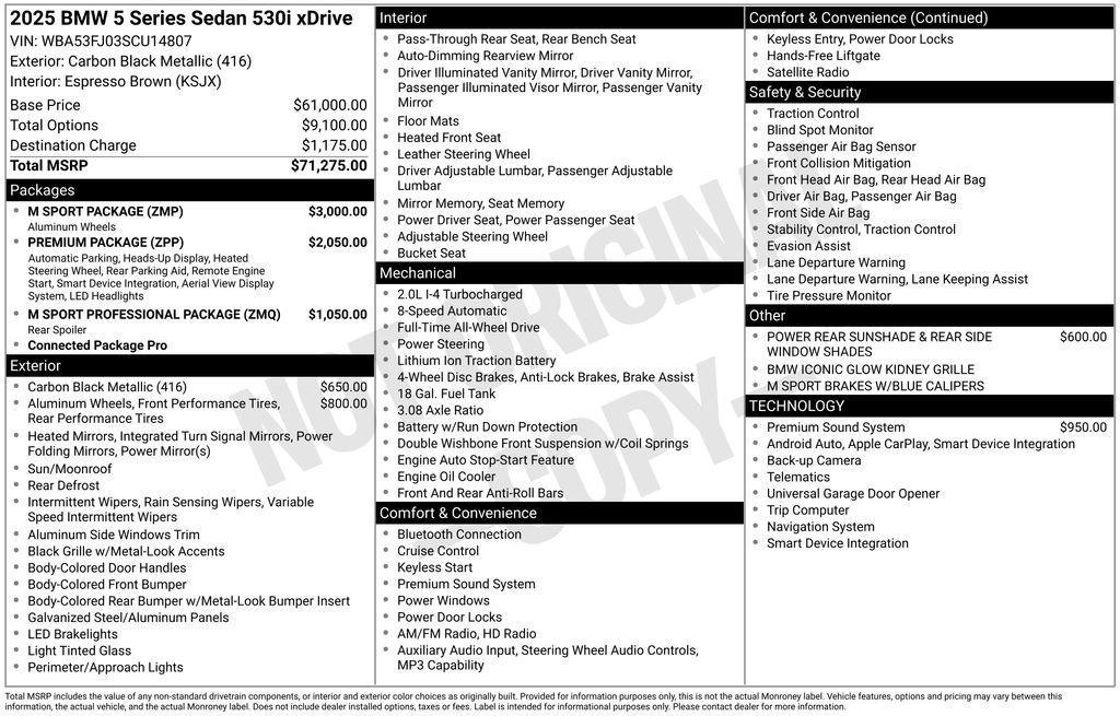used 2025 BMW 530 car, priced at $60,989
