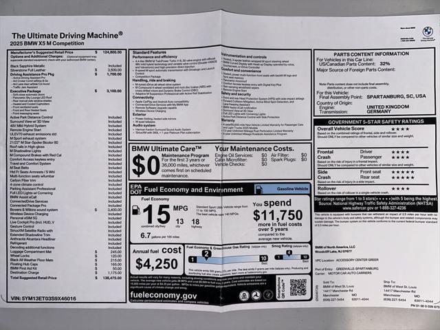 new 2025 BMW X5 M car, priced at $138,470