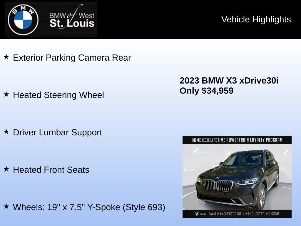 used 2023 BMW X3 car, priced at $34,959