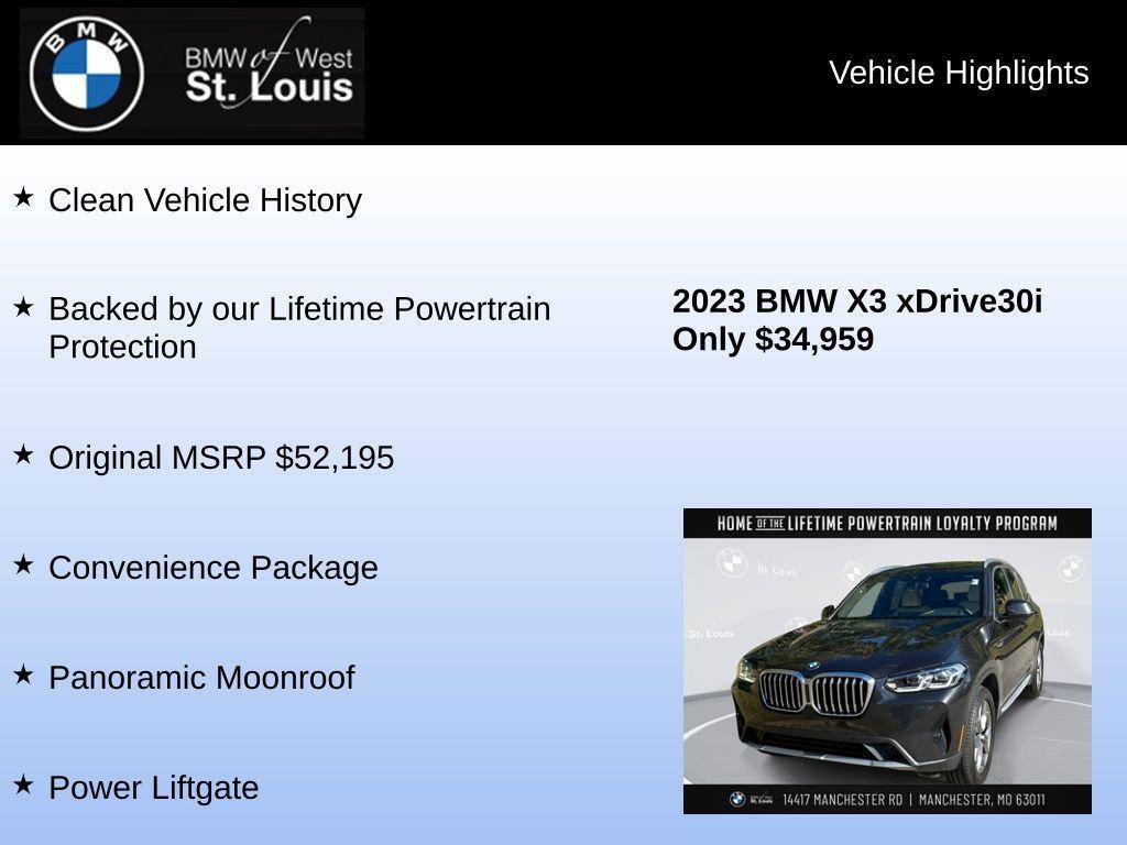 used 2023 BMW X3 car, priced at $34,959