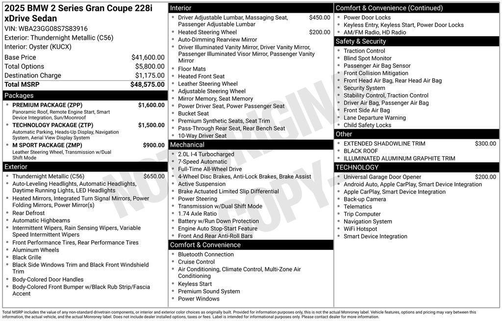 used 2025 BMW 228 Gran Coupe car, priced at $43,075