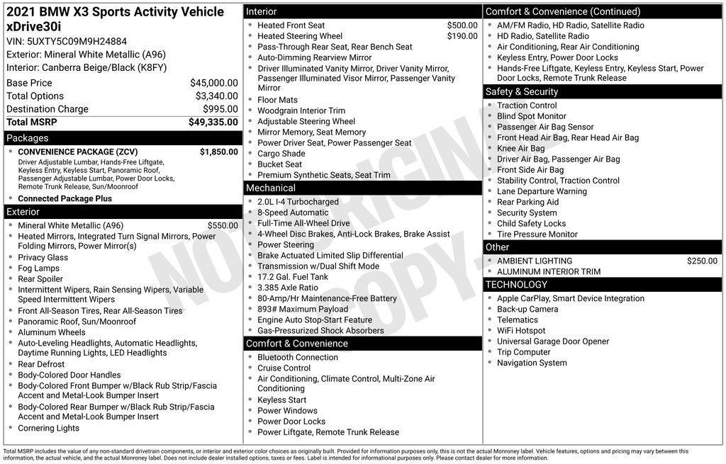 used 2021 BMW X3 car, priced at $23,545